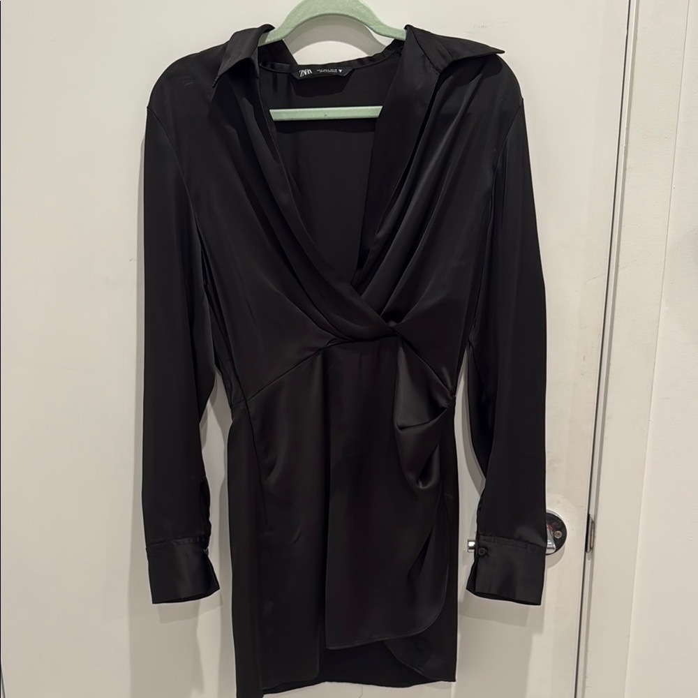 Zara Black Sheath Dress with Plunge Neckline